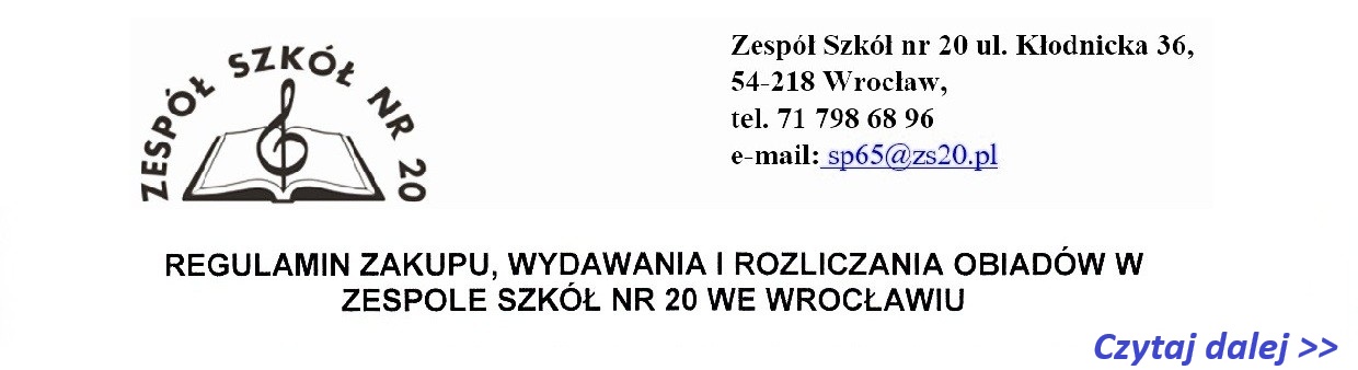 Regulamin zakupu, wydawania, rozliczania obiadow start