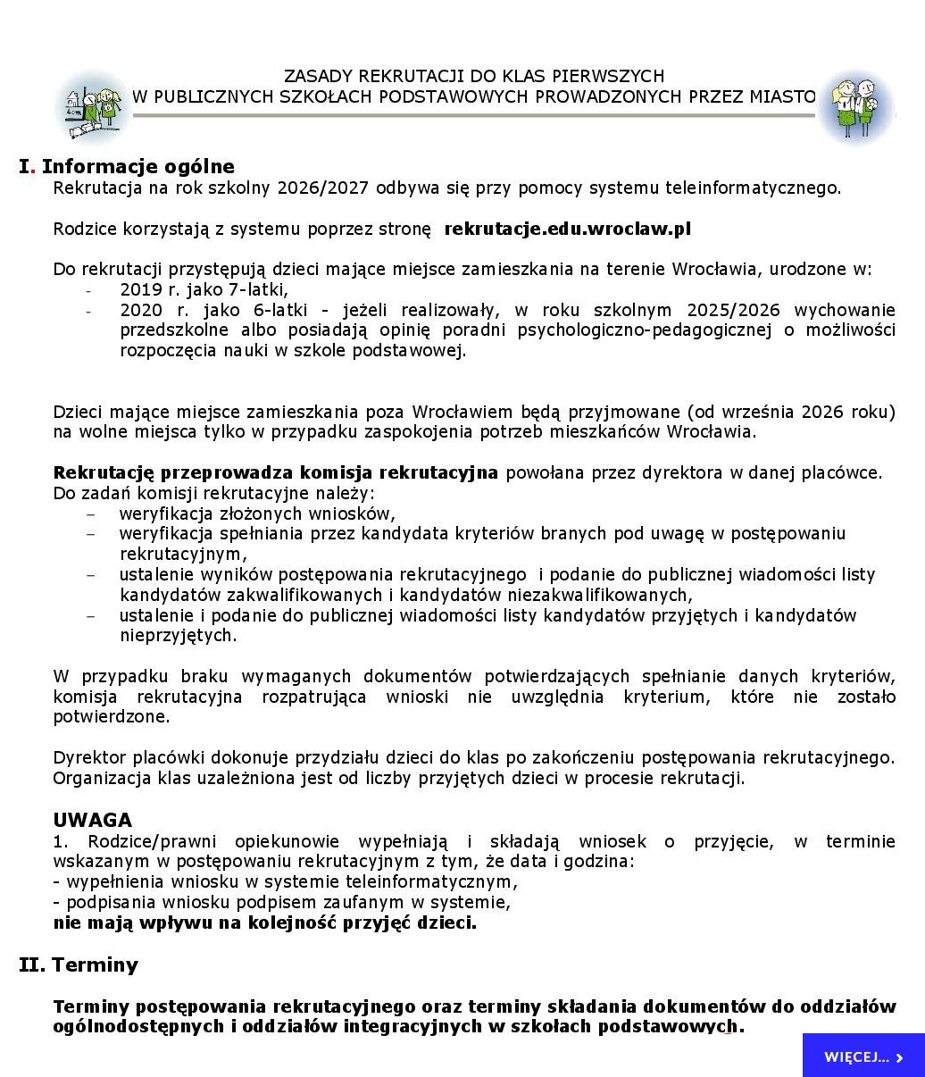 ZASADY NABORU KLASY I.