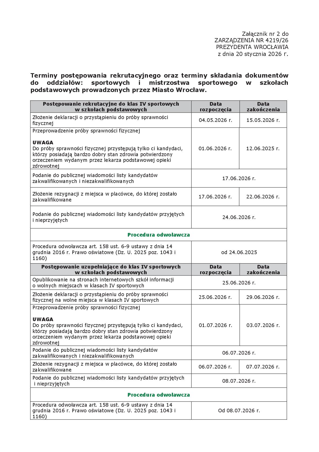 rekrutacja do klasy sportowej 2026 2027